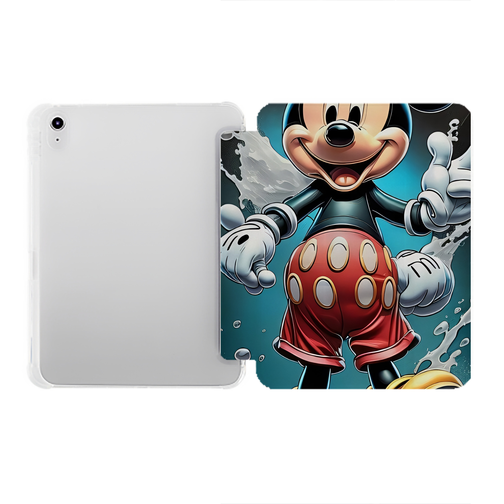 （画像用） ミッキーマウス Mickey Mouse IPad ケース ペン収納付き 三つ折りスタンド PUレザー×シリコン 対応機種9.5/10.5/10.9インチ